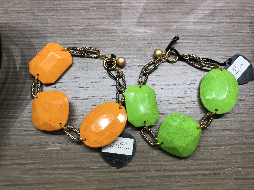 Bracciale "Colorful Shapes" Colours & metal:   10) Arancione -  42) Verde mela