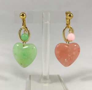 Orecchini cuore plexi con clip  - 21/29) Giada/Rosa antico