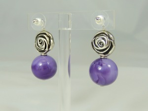 Orecchini rosellina argento e sfera plexi - retro 14) Viola