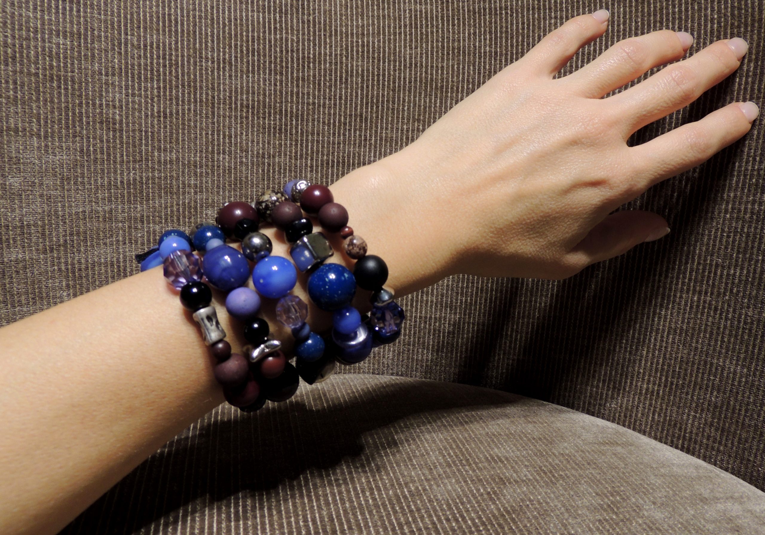 Bracciale spirale alto - 73) Blu Royal/Marrone