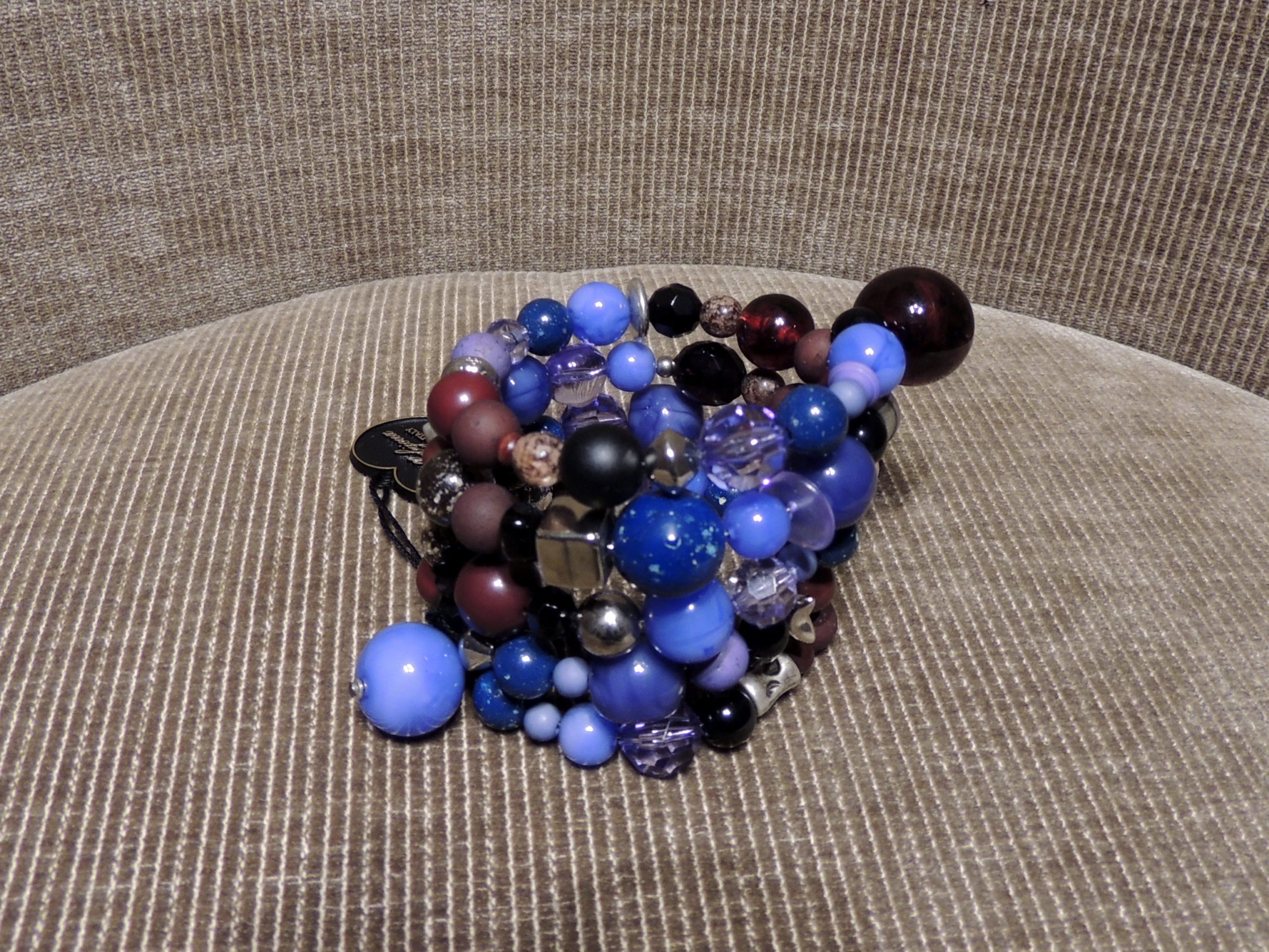 Bracciale spirale alto - 73) Blu Royal/Marrone