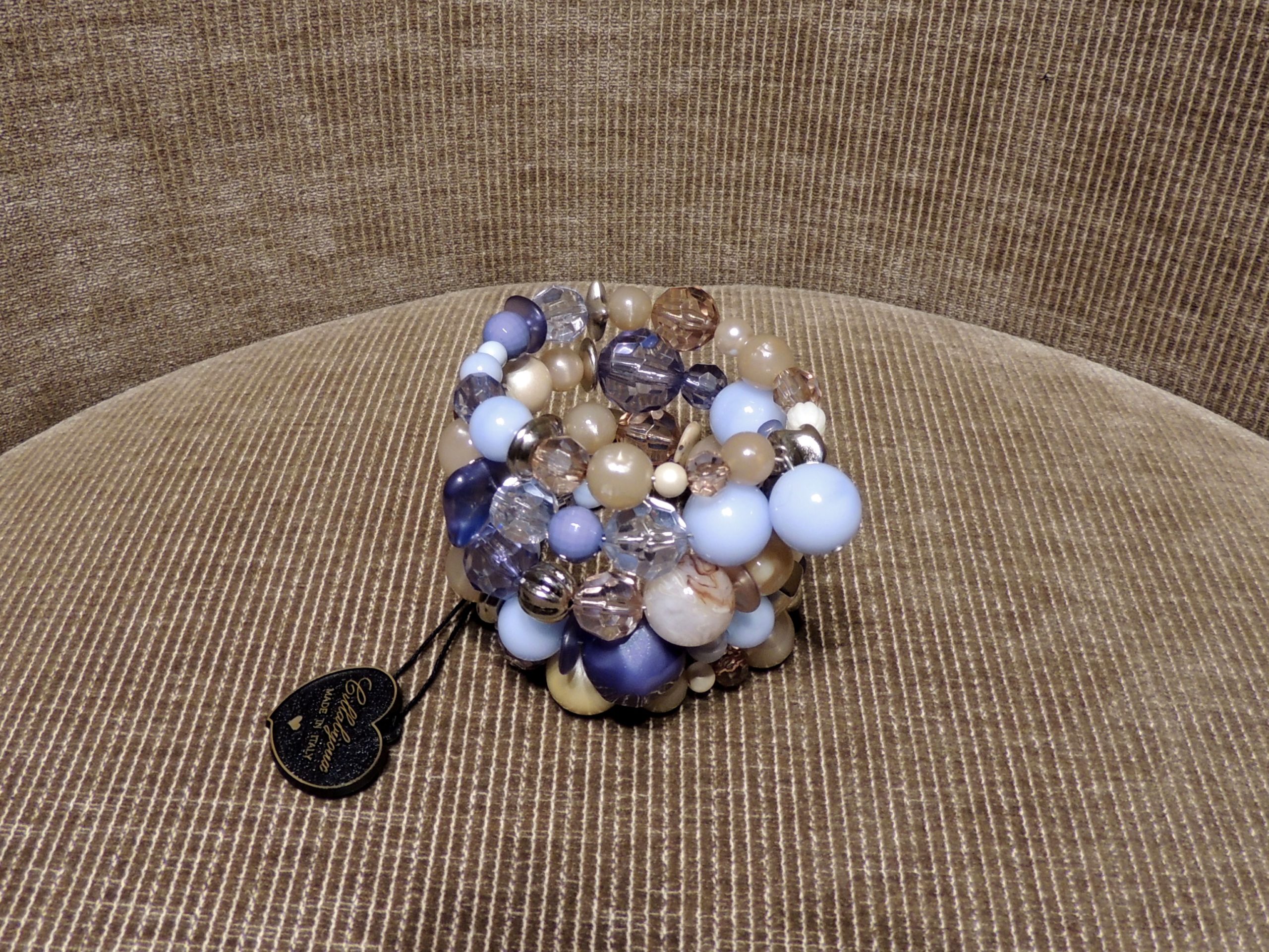 Bracciale spirale alto - 71) Beige/Azzurro Polvere