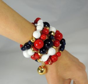 Bracciale spirale alto - 70) Bianco/Rosso/Blu Navy