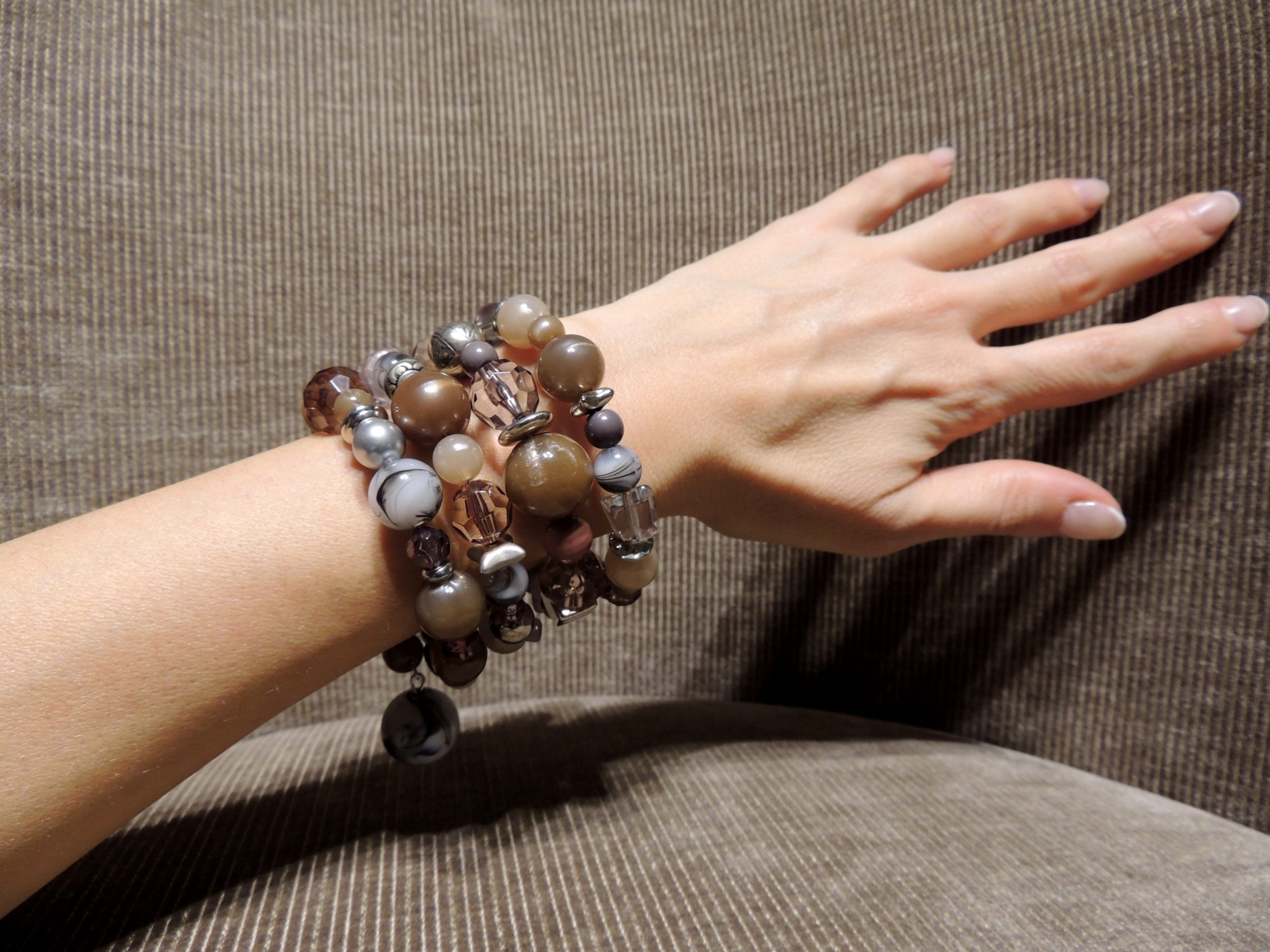 Bracciale spirale alto - 56) Tortora/Grigio