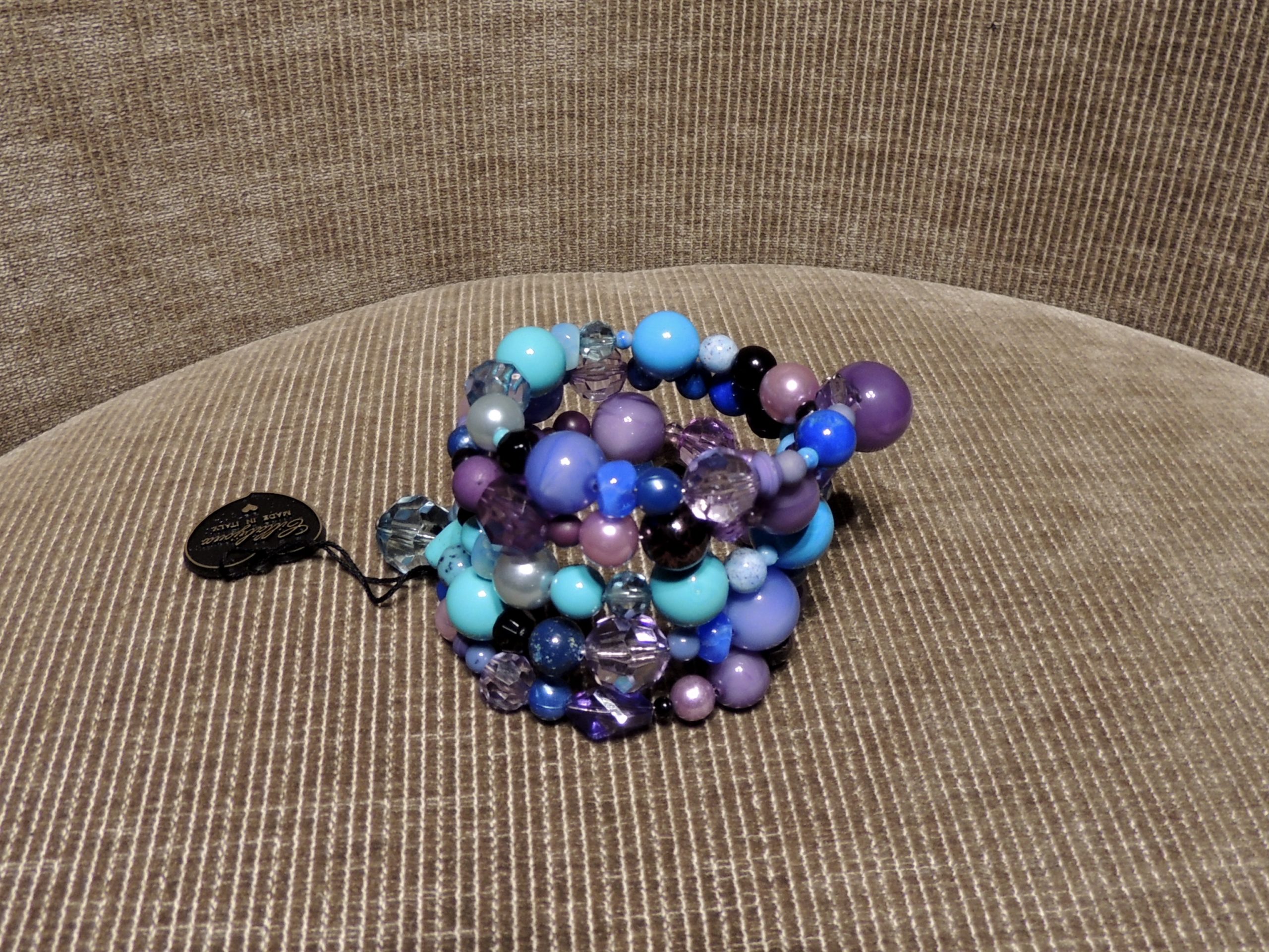 Bracciale spirale alto - 68) Turchese/Blu Royal/Viola/Nero
