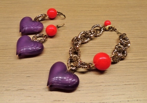 Parure "Enchained Heart" Viola e Rosso