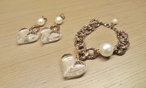 Parure "Enchained Heart" Perla e cuore ad effetto Cristallo