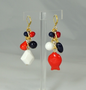 Orecchini "jingling bunches" 2 maglie - bianco-rosso-blu 