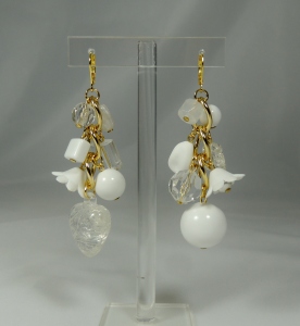 Orecchini "jingling bunches" 3 maglie - bianco