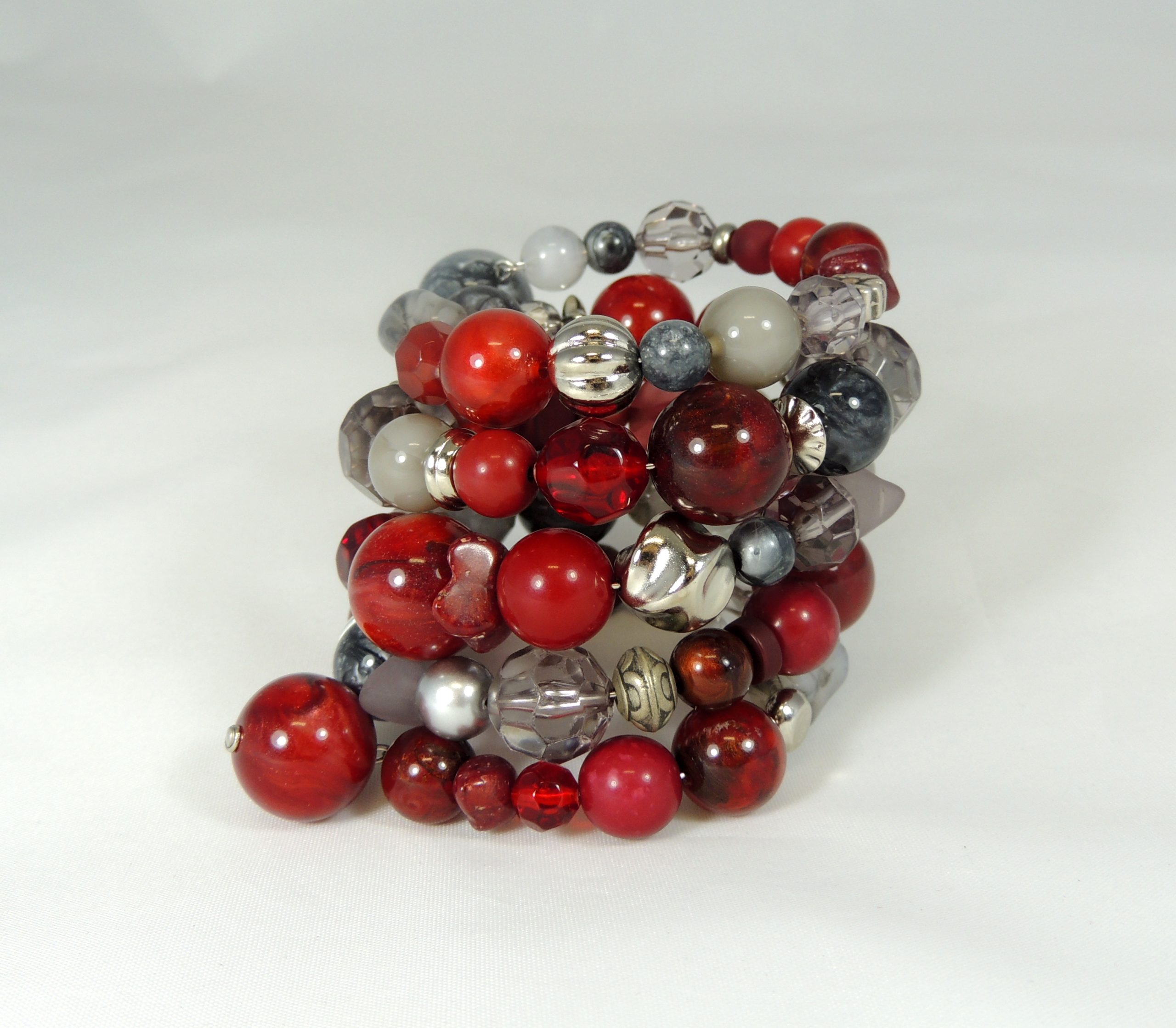 Bracciale Spirale alto 93) Grigio/Rubino