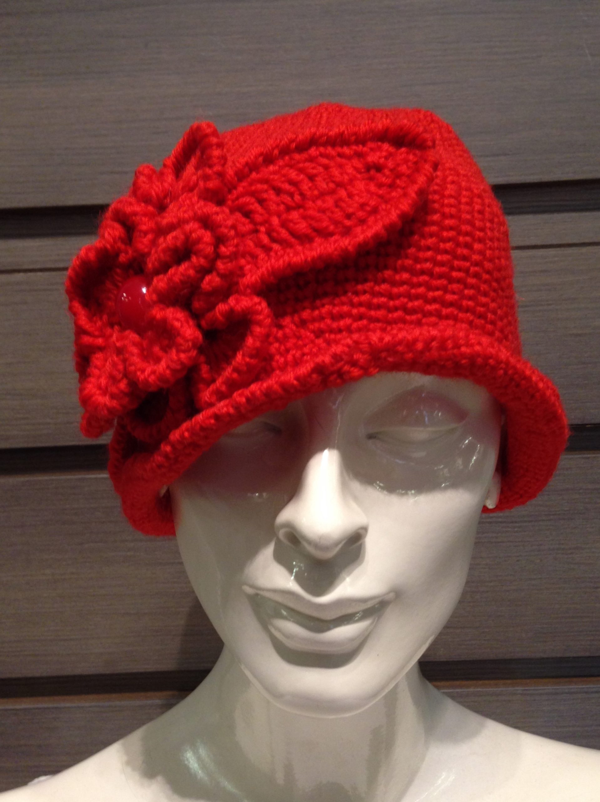 Cappellino Fiori Lana - 11) Rosso