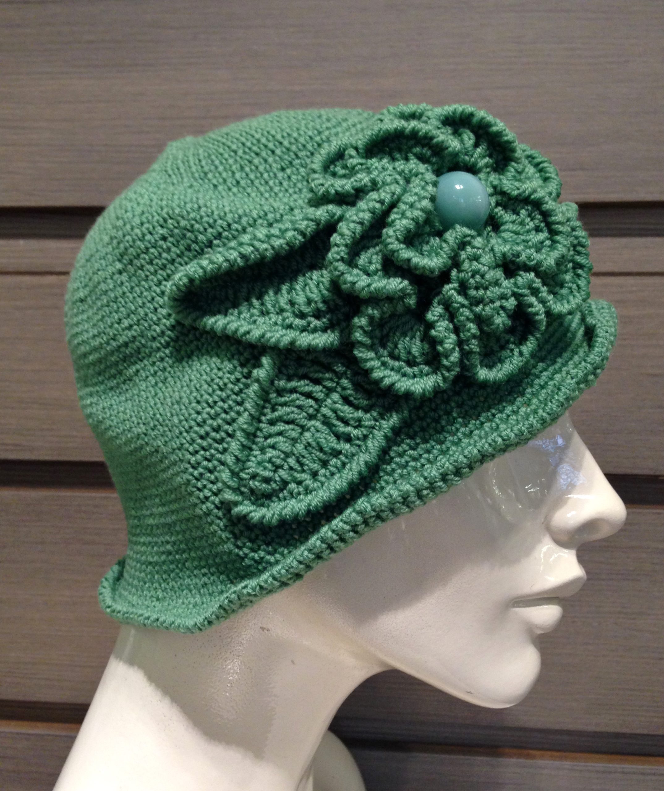 Cappellino Fiori Lana - 21) Verde Giada