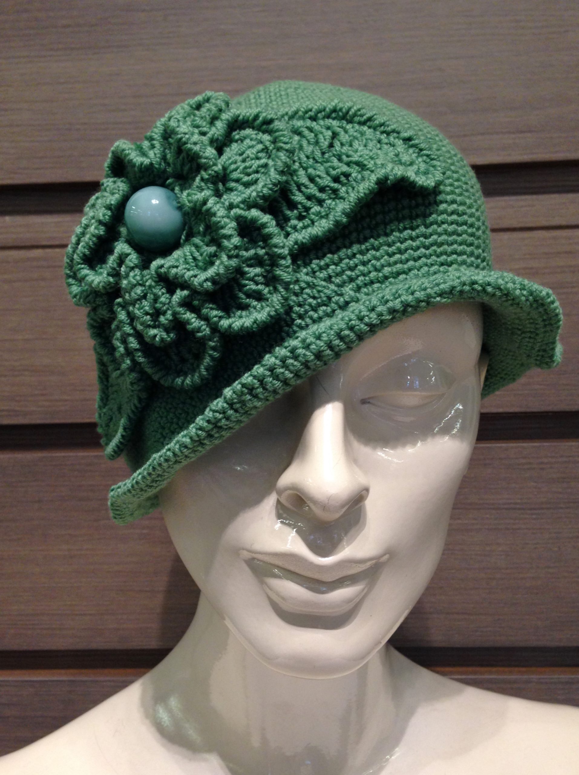 Cappellino Fiori Lana - 21) Verde Giada