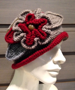 Cappellino Fiori Lana - 93/05) Grigio/Rubino/Tortora