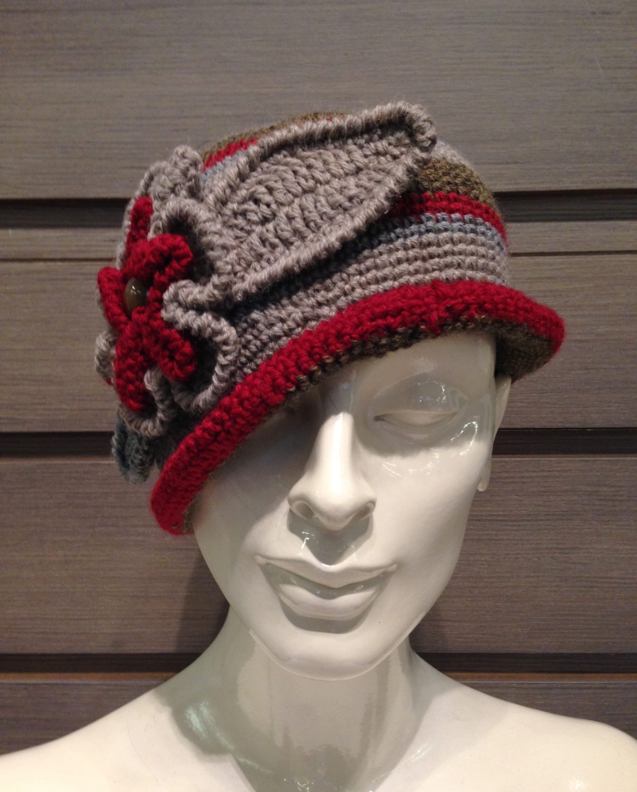 Cappellino Fiori Lana - 93/05) Grigio/Rubino/Tortora