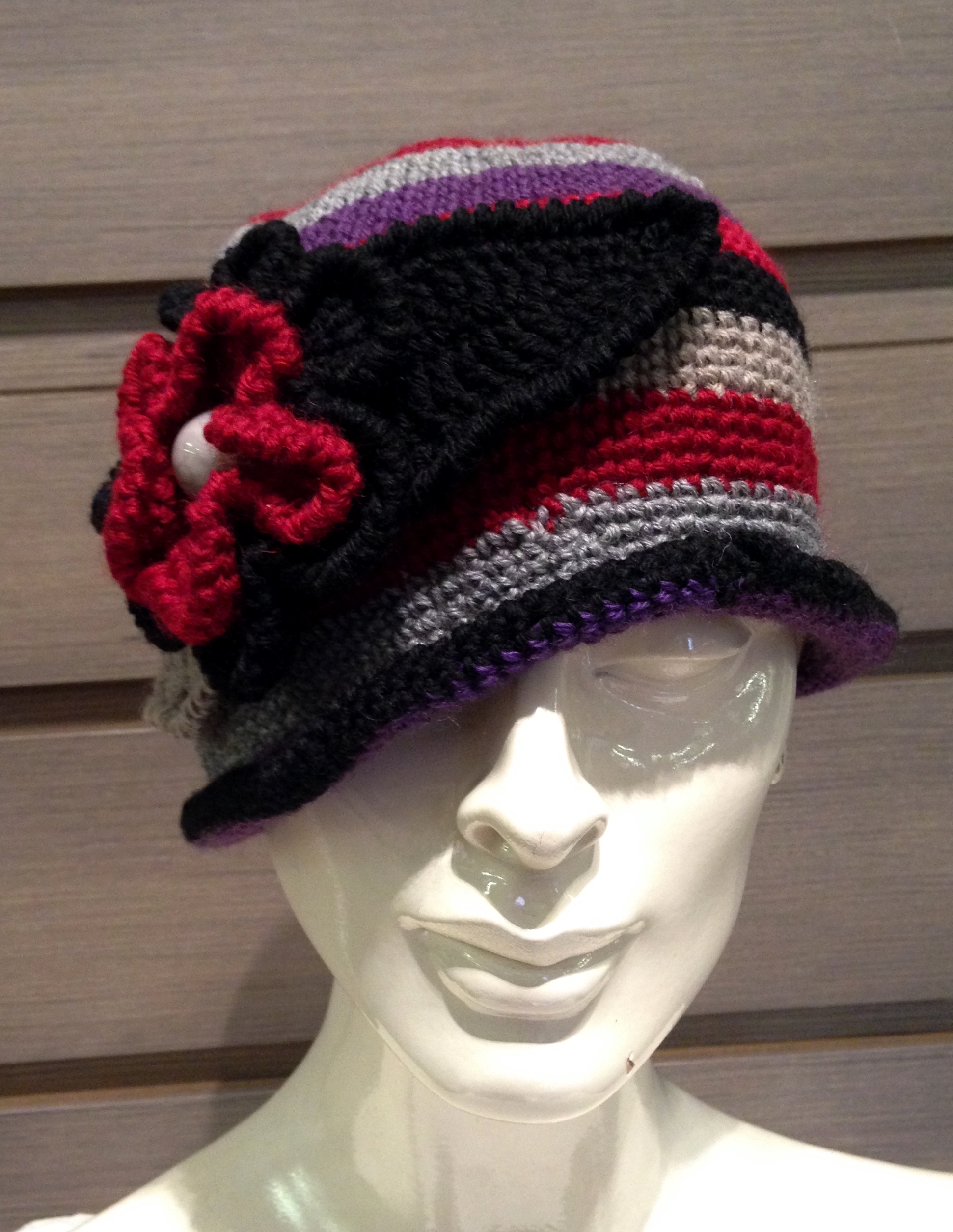 Cappellino Fiori Lana - 99/01) Grigio/Prugna/Viola/Nero