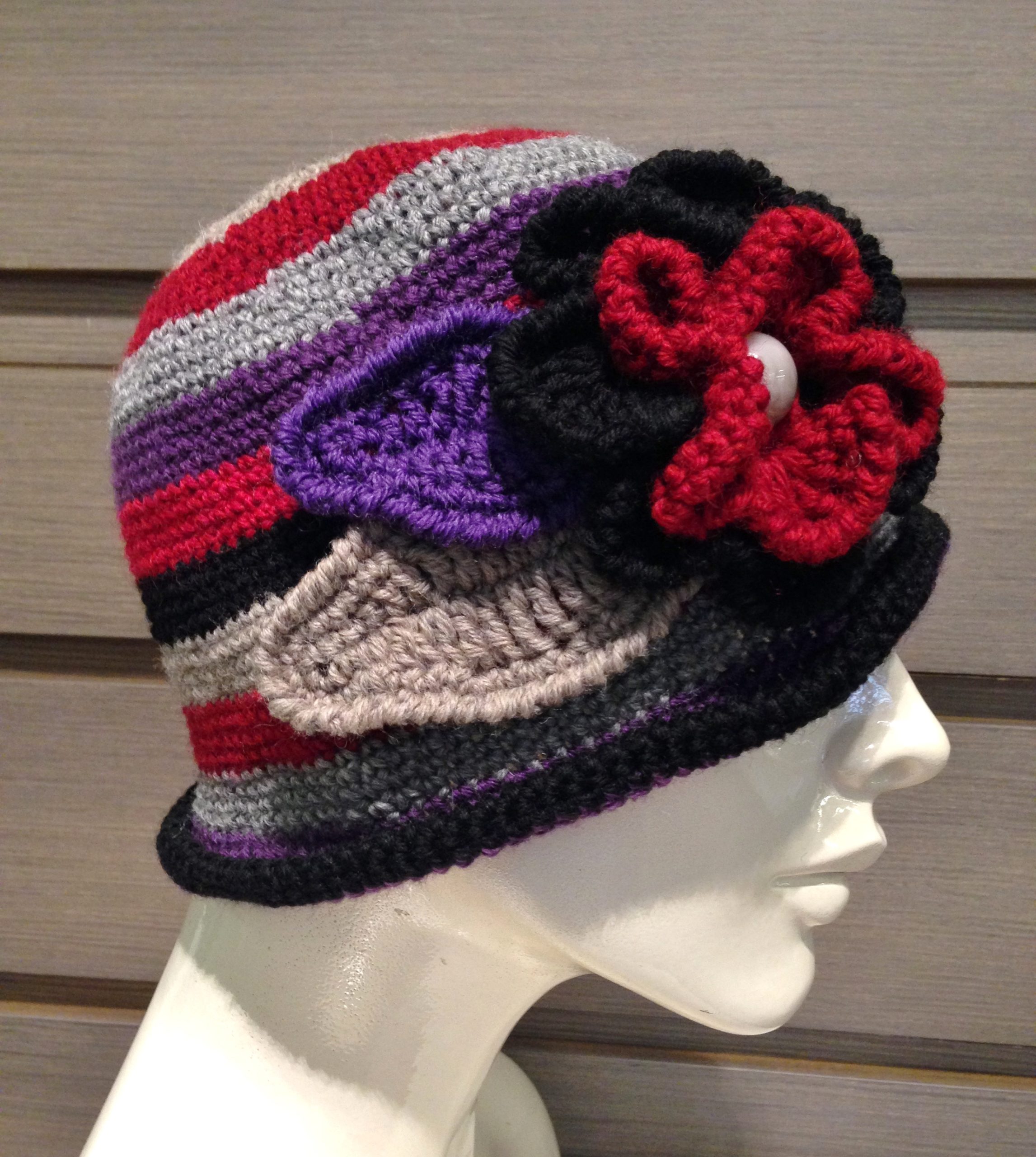 Cappellino Fiori Lana - 99/01) Grigio/Prugna/Viola/Nero