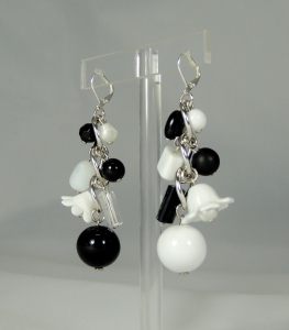 Orecchini Jingling Bunches - 3 maglie - Bianco/Nero