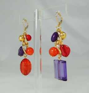 Orecchini "Jingling bunches" - 2 maglie  60) Arancione/Rosso/Viola  (vista laterale)