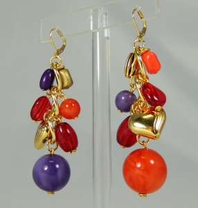 Orecchini "Jingling bunches" - 3 maglie  60) Arancione/Rosso/Viola 