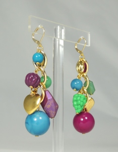 Orecchini "Jingling bunches" - 3 maglie  85) Verde Smeraldo/Prugna/Azzurro Mare 