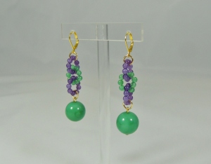 Orecchini catenella - smeraldo/viola
