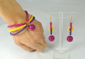 Parure giallo-viola-prugna