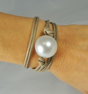 Bracciale maxi sfera perla - 04/P1) Beige/Perla Bianca