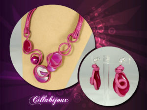 Parure "Precious Weavings" - fuxia 