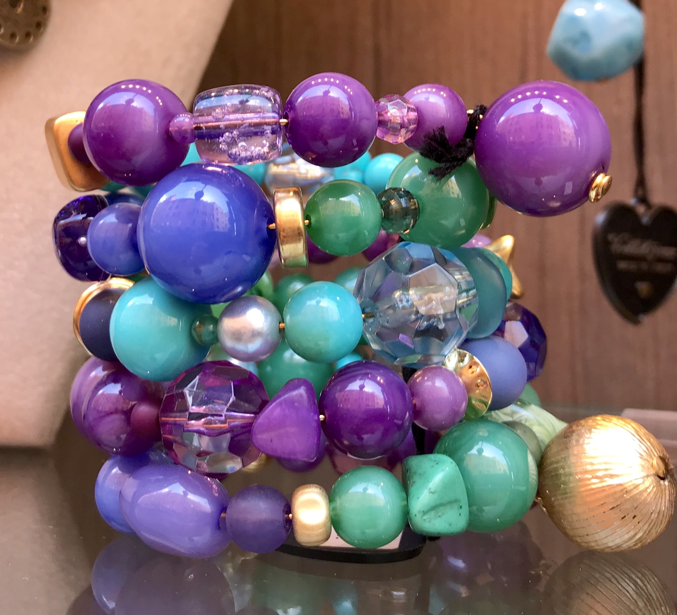 Bracciale spirale alto 67) Smeraldo/Turchese/Blu royal/Viola