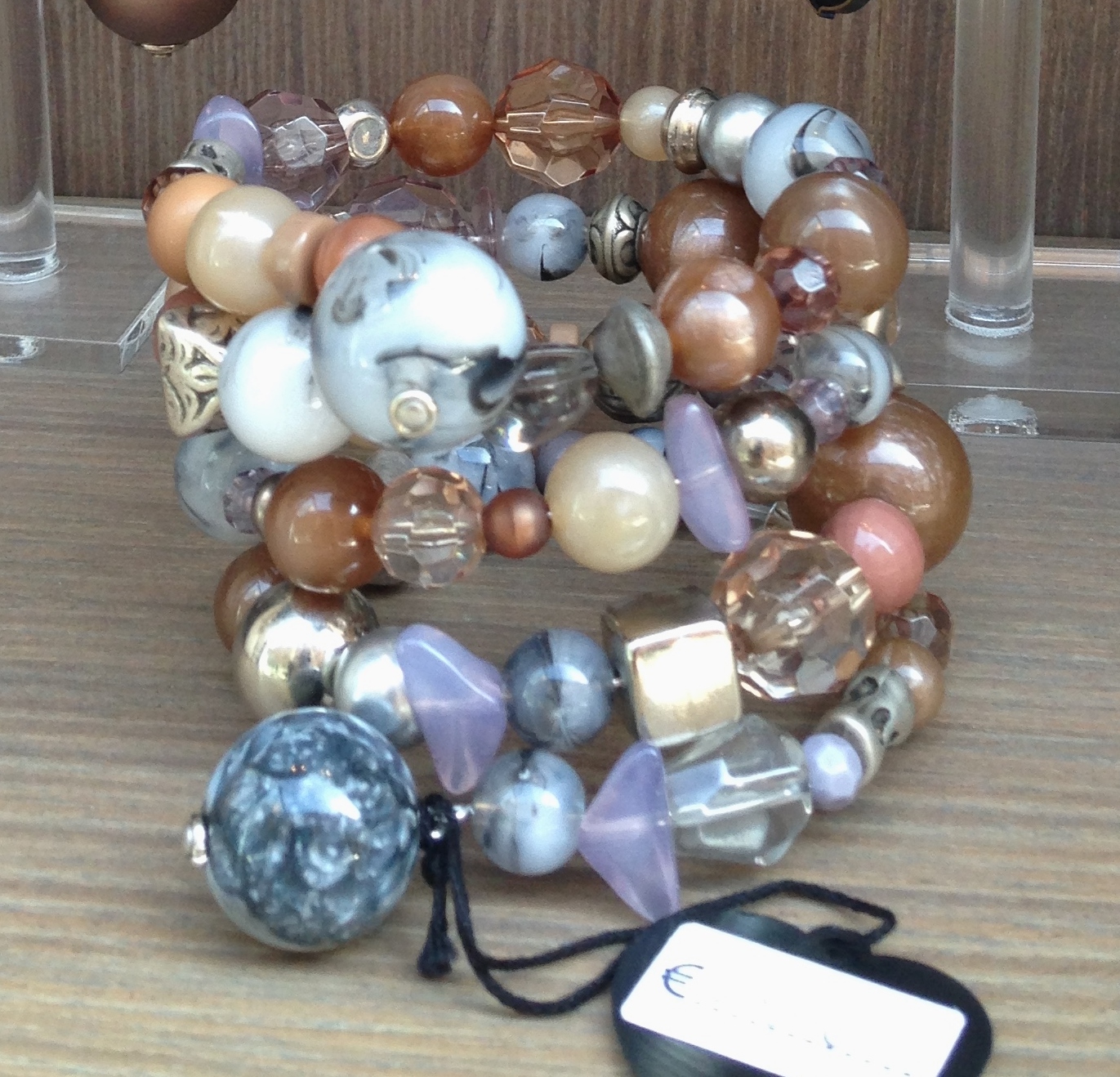 Bracciale spirale alto 56) Tortora/Grigio