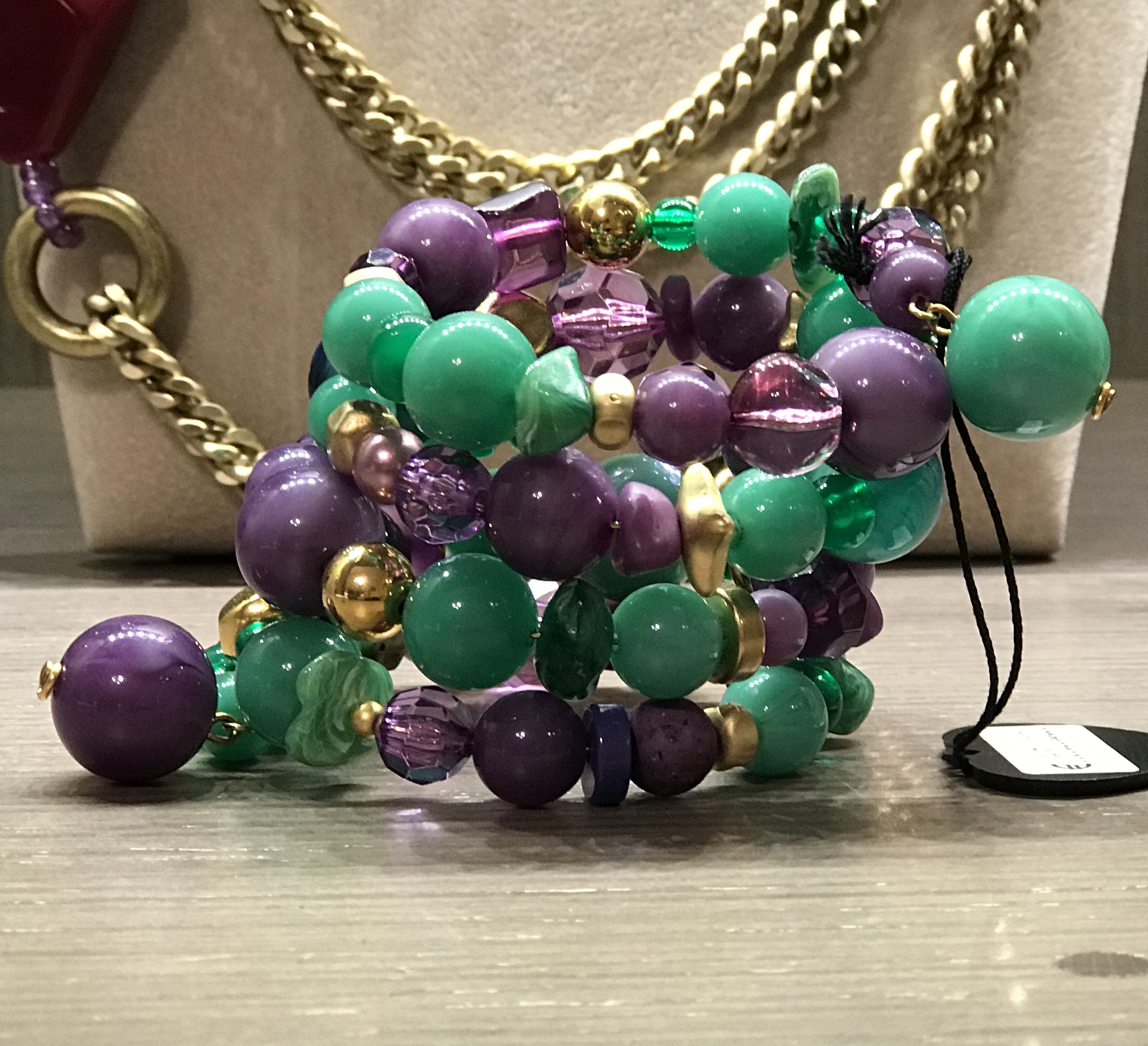 Bracciale spirale alto 59) Verde smeraldo/Viola
