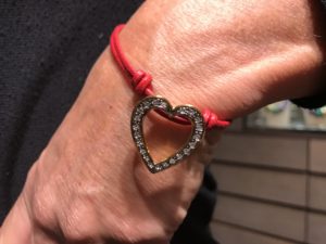 Bracciale cuore "strass frame"  11) Rosso