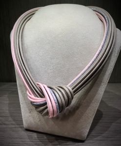 Collier nodo con lurex - 98/B) Tortora/Rosa